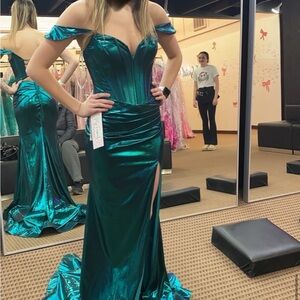 Emerald Off-Shoulder Gown
